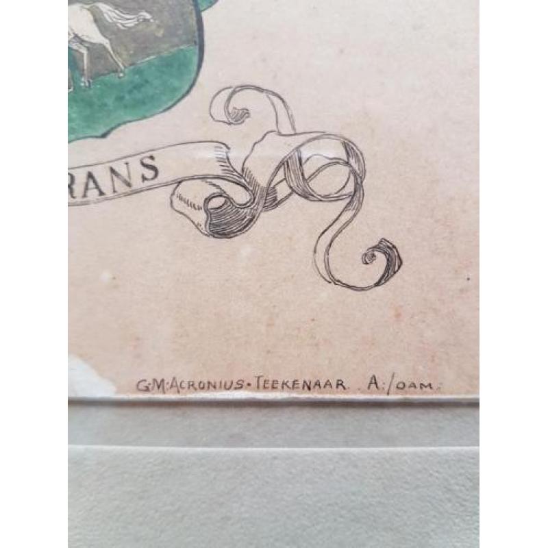 Familiewapen Acronius Crans A.G. Acronius ingelijst Bandoeng