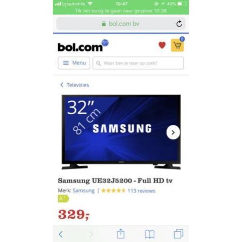 zgan Ue32j5200 Samsung tv 32inch Full HD SMART TV MOETWEG!!
