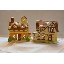 Kerstdorp 2 Huisjes met Poppetjes