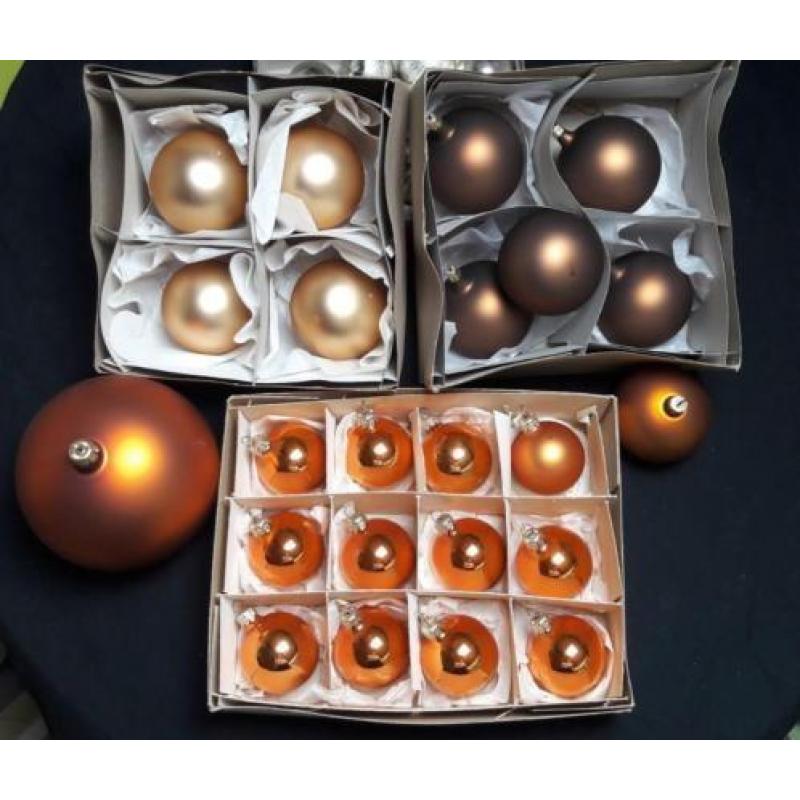 Goud/Oranje en Bruine Kerstballen