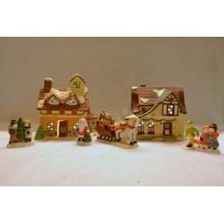 Kerstdorp 2 Huisjes met Poppetjes