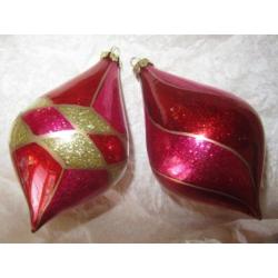 Oude kerstbal pegel ornament 2 stuks
