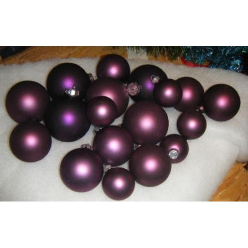 Paarse kerstballen mat en glanzend 46 stuks zie omschrijving