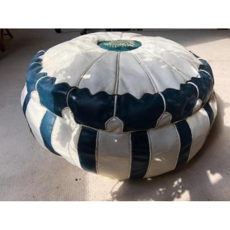 Poef van Marrokaans leder, Vintage Marrakesh style