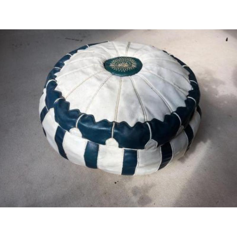 Poef van Marrokaans leder, Vintage Marrakesh style