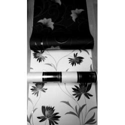 bloemen barok strepen glitter roosjes vinyl behang xz