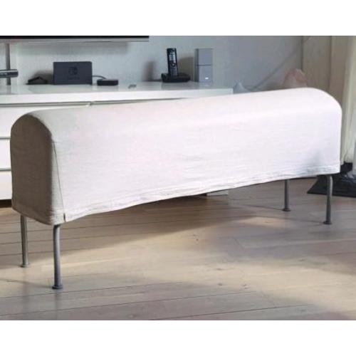 Ikea lange smalle hocker poef creme wit met hoes